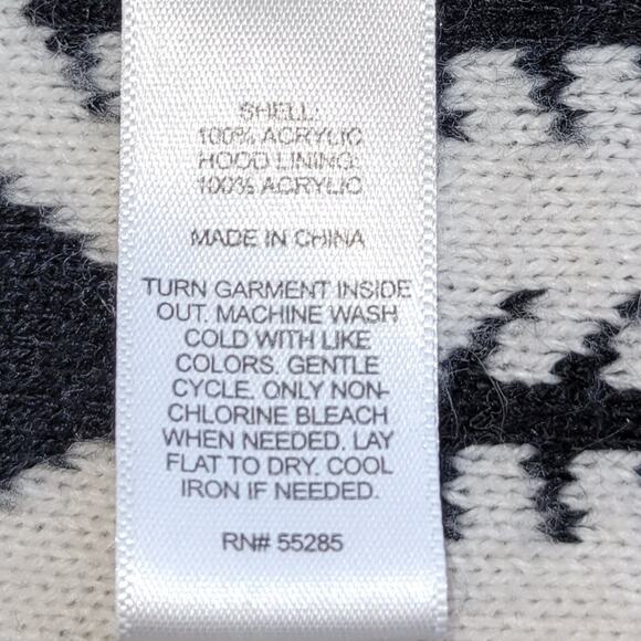 Express Hooded Poncho One Size Black White Aztec Boho Hippie Tribal Southwestern - Picture 4 of 8